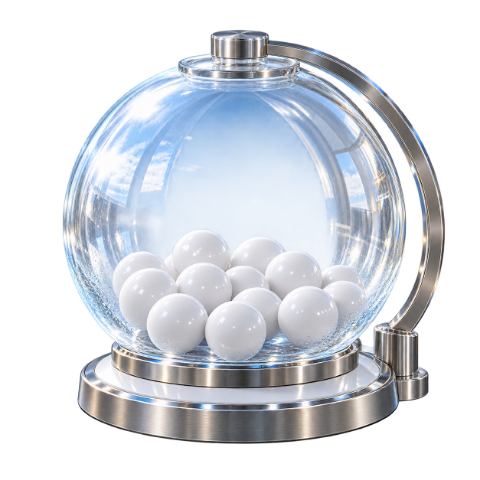 Frosted glass draw vessel with white porcelain balls